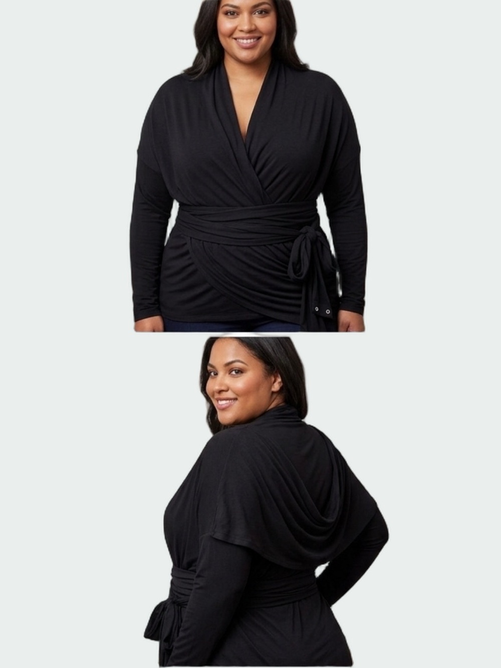 DKNY BLACK Wrap Around Long Sleeve Top Plus size XL